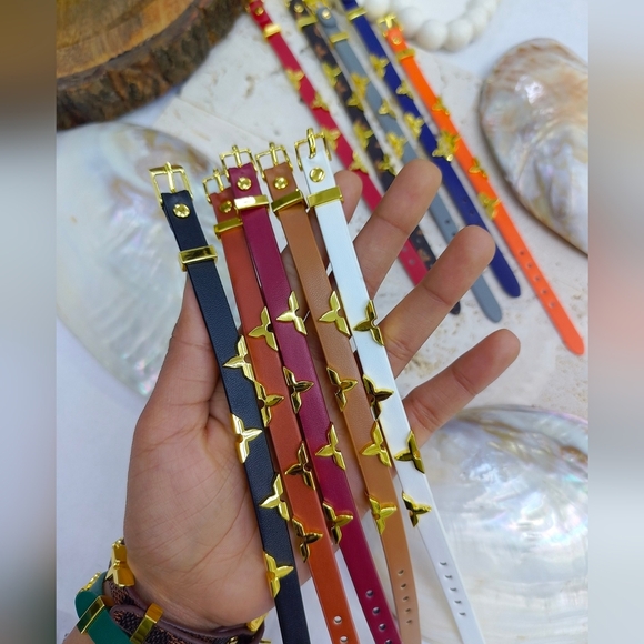 Red Bracelet with Gold Butterfly Accents - Picture 2 of 3